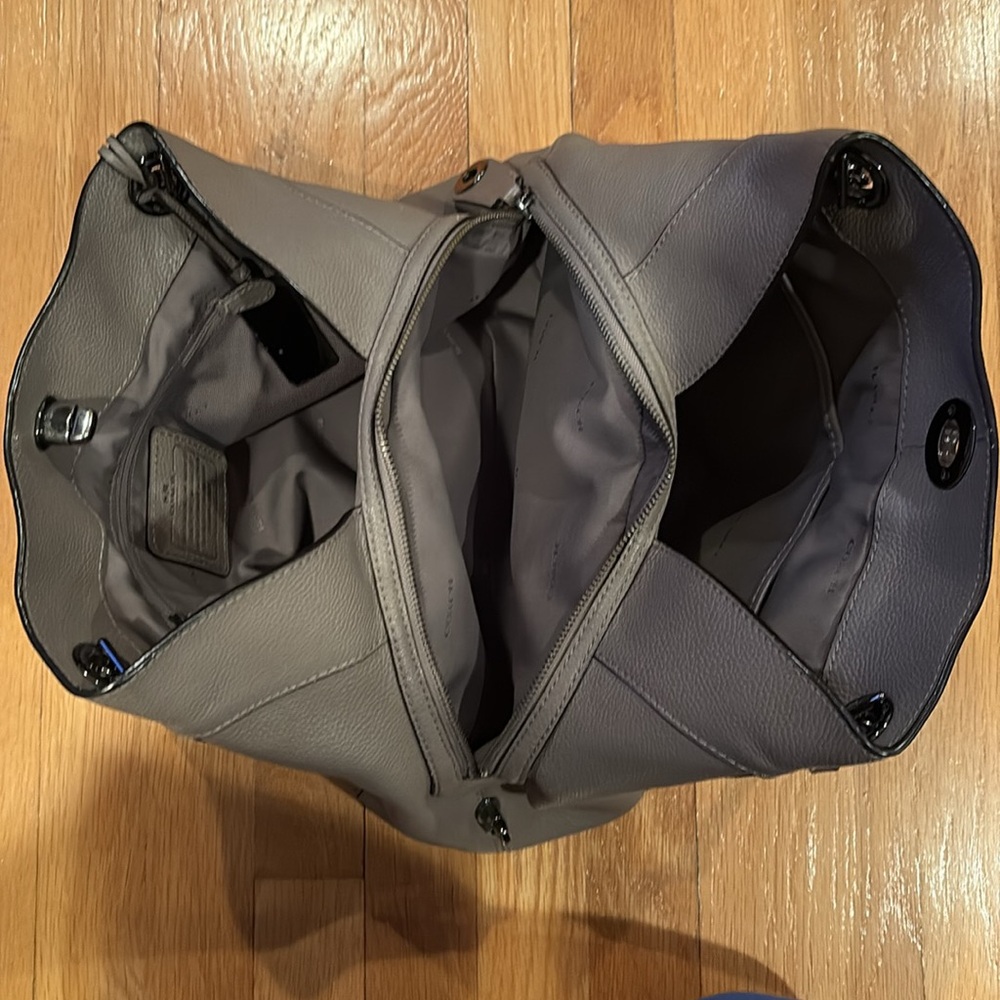 Coach Gray Leather Tote Bag - Picture 6 of 9
